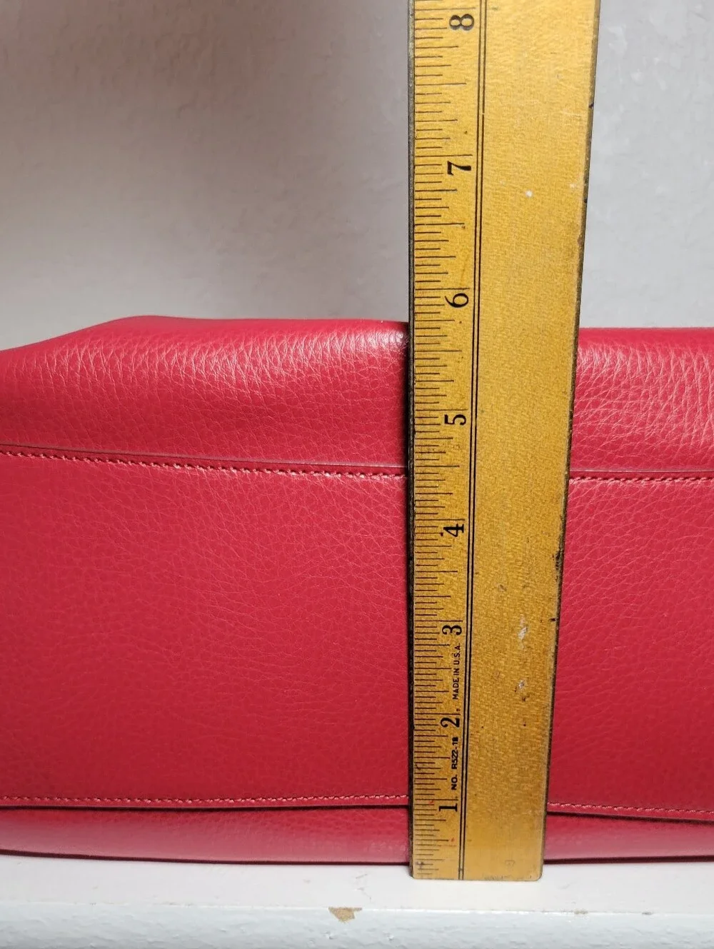 Coach Red Pebbled Derby Tote Shoulder Bag Gold Logo Magnetic Close Lined Pockets